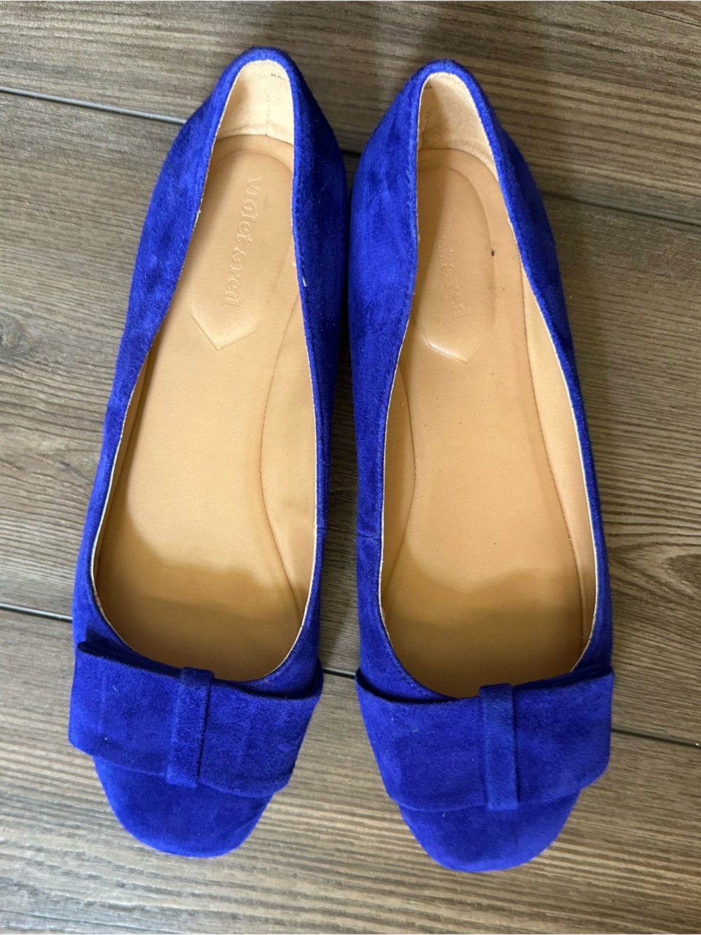 Violet & Red Blue Suede Leather Bow Ballet Flats Size 7